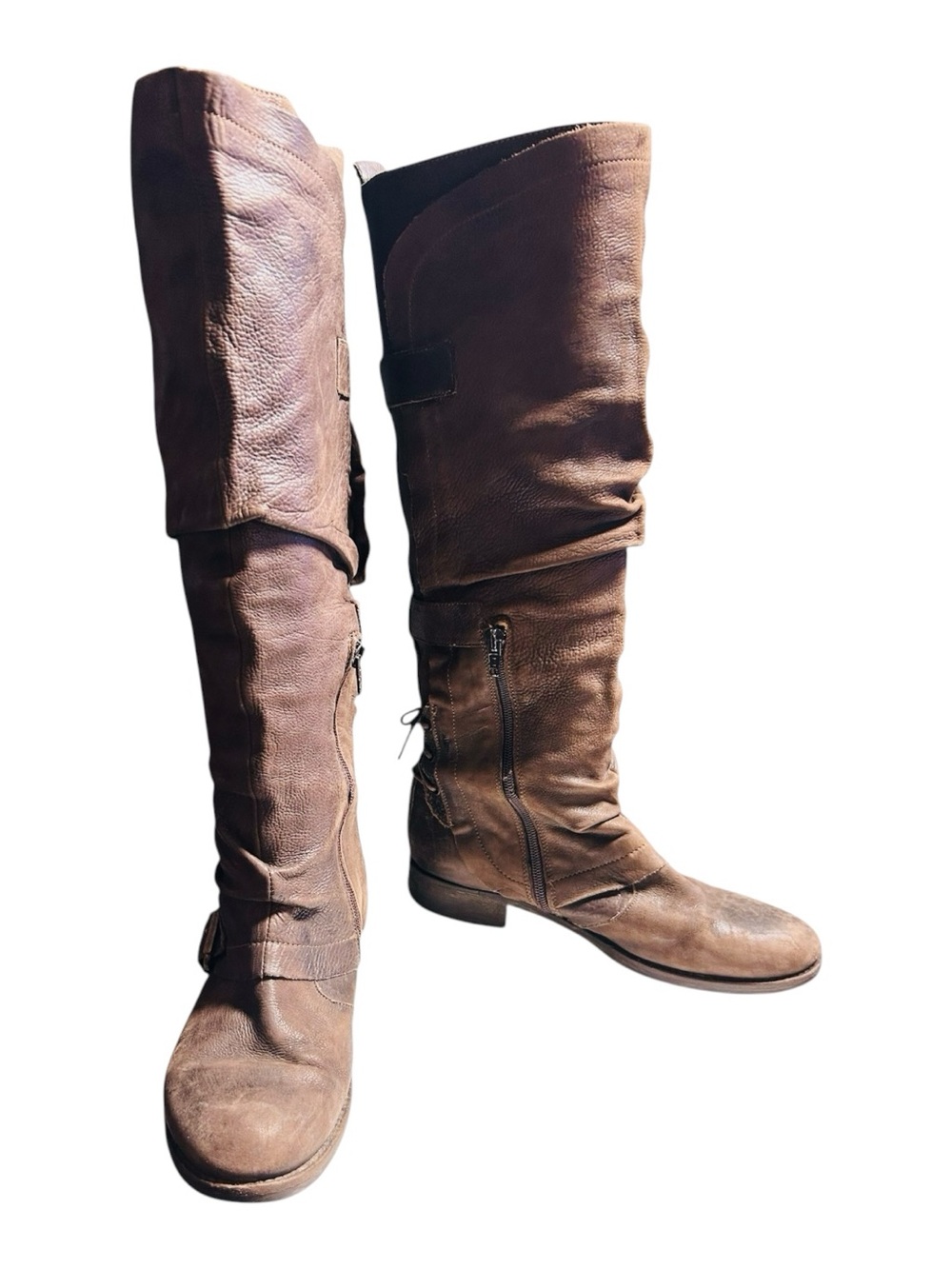 Boutique 9 Brown Leather Slouch Boots Size 8 Indie Sleaze Boho Grunge Y2K